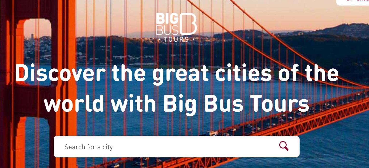 Big Bus Tours首頁的截圖