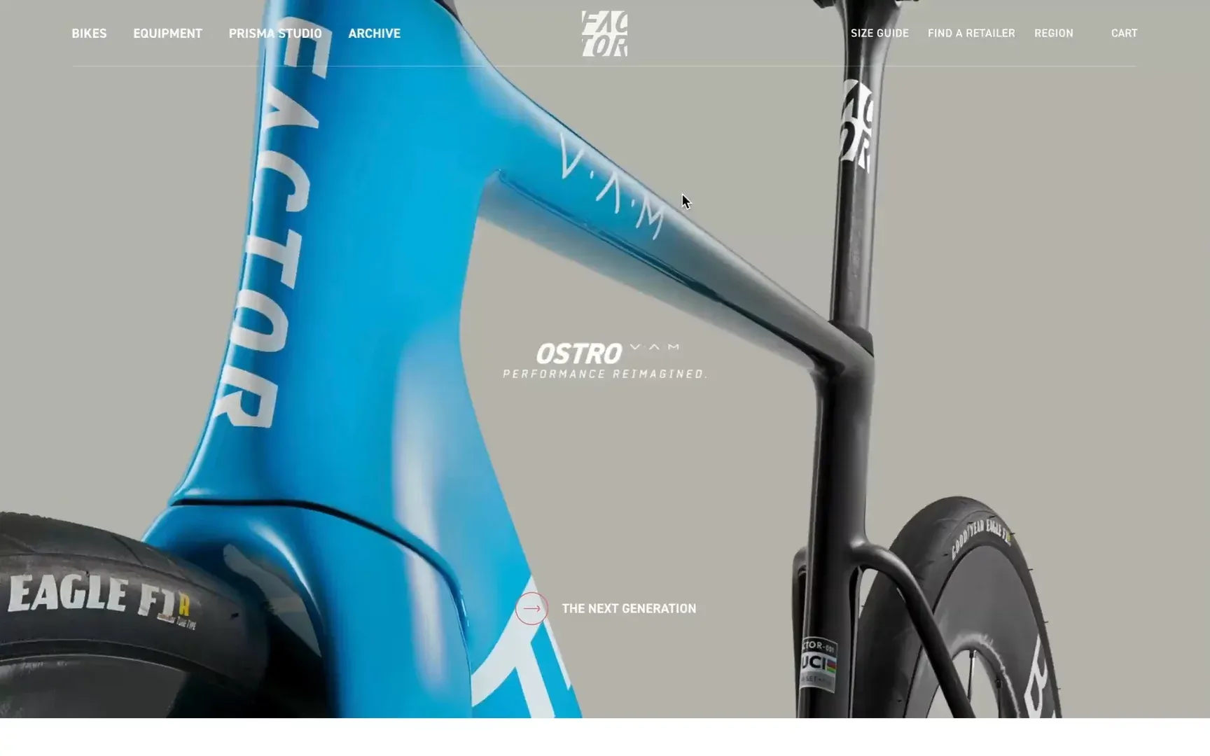 Factor Bikes 網站螢幕錄影 — 使用無頭架構的 Hydrogen 電商。