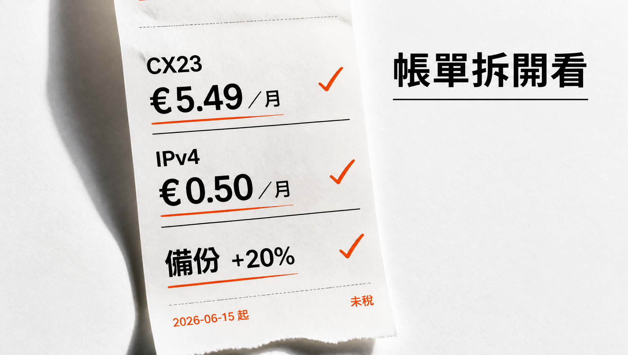 Hetzner CX23、IPv4 與 Cloud Backups 費用拆解