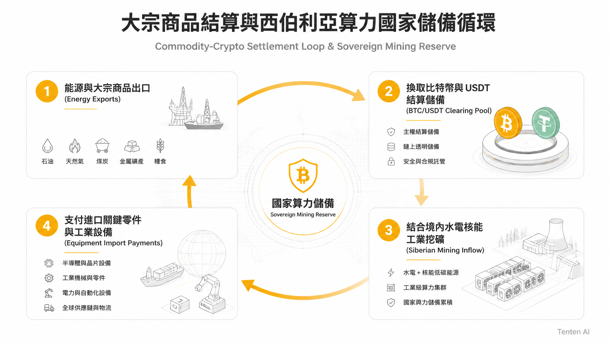 大宗商品結算與西伯利亞算力國家儲備循環架構圖
