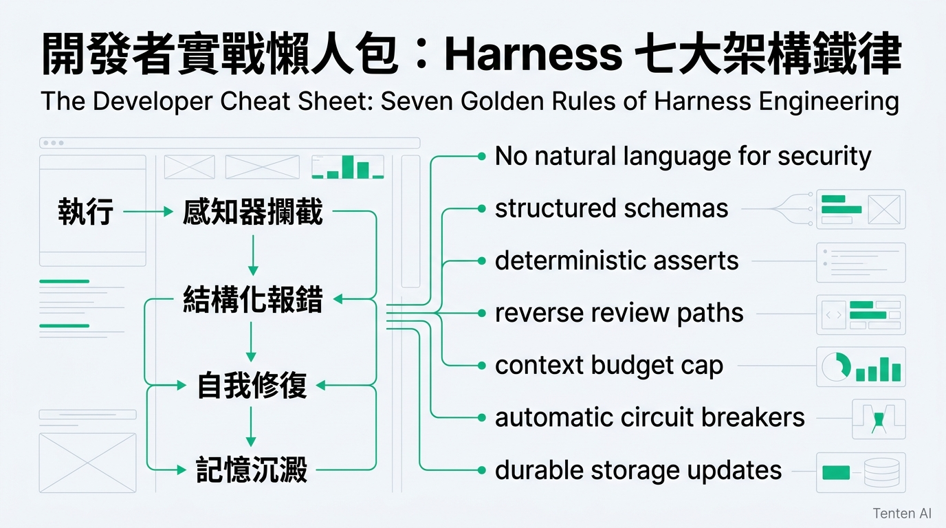 開發者實戰懶人包:Harness 七大架構鐵律與回饋迴圈自我修復流程圖
