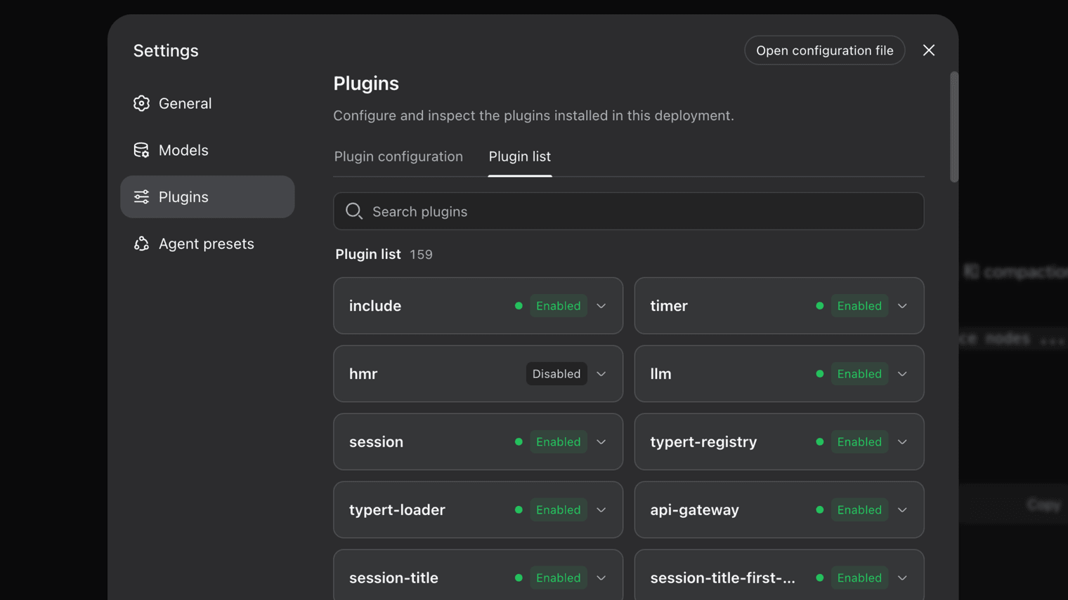 Official DeepSeek Harness plugin settings and enabled plugin list