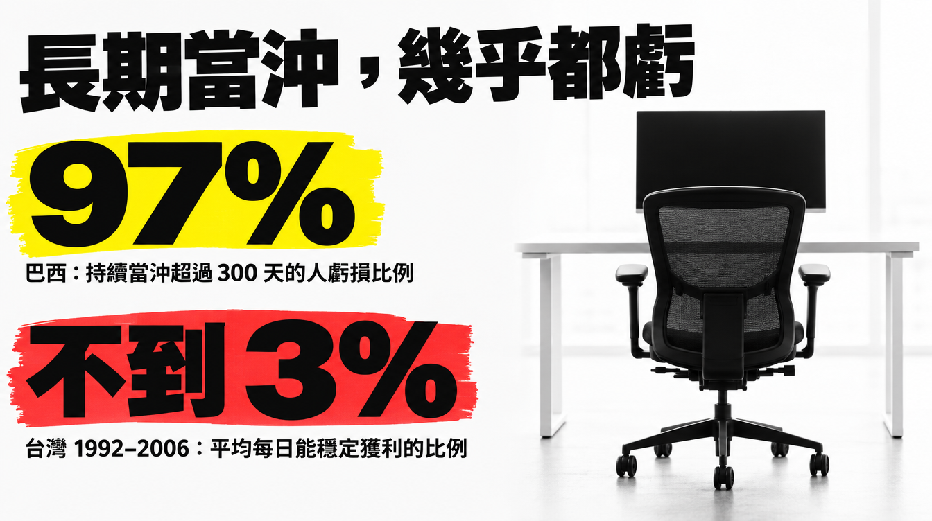 巴西與台灣當沖研究:持續當沖者 97% 虧損,每日能穩定獲利者不到 3%