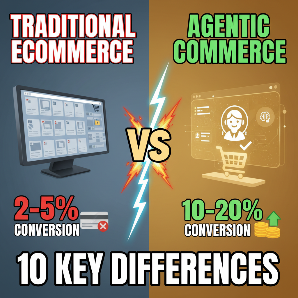 Agentic Commerce vs Traditional Ecommerce: 10 Key Differences