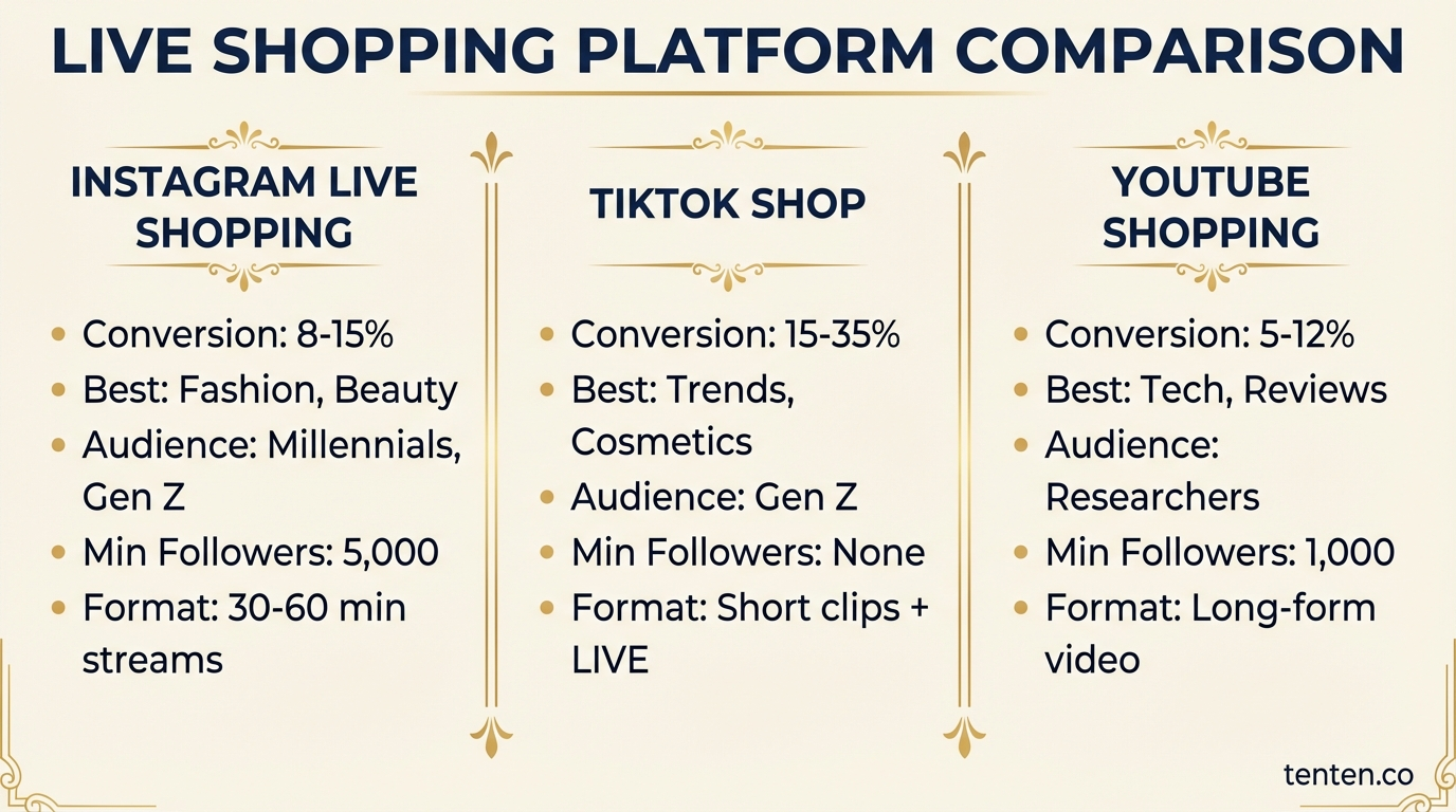 Live Shopping Platform Comparison — Instagram vs TikTok vs YouTube