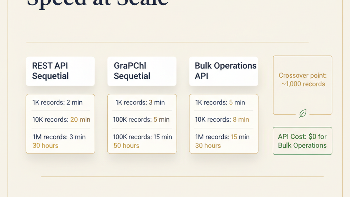 Shopify API Methods Speed Comparison — Bulk Operations vs REST vs GraphQL