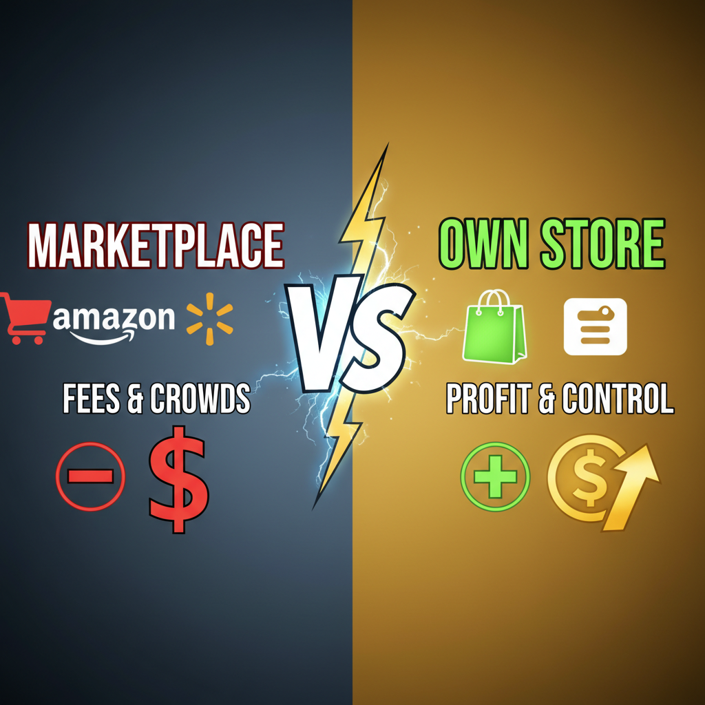 Marketplace vs Own Store: When D2C Brands Should Sell on Amazon, Walmart, and Shopify